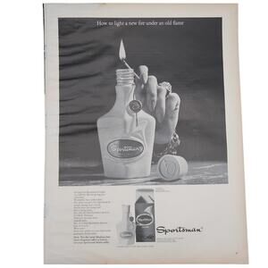Sportsman Cologne Magazine Advertisement 1960s Vintage Mens Beauty Fragrance